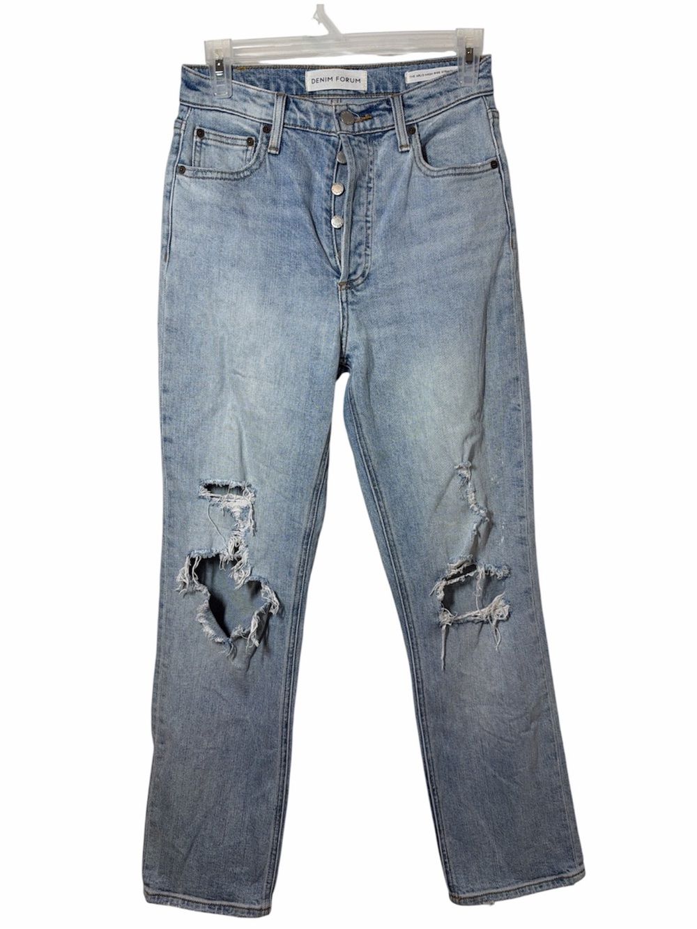 Aritzia Denim Forum Arlo High Rise Distressed Straight-Leg Jean